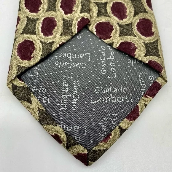 Lamberti Men’s Multicolor 100% Silk Necktie Handmade In Italy 58 x 3.75 inches - Picture 3 of 7